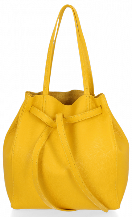 Bőr táska shopper bag Genuine Leather sárga 1158