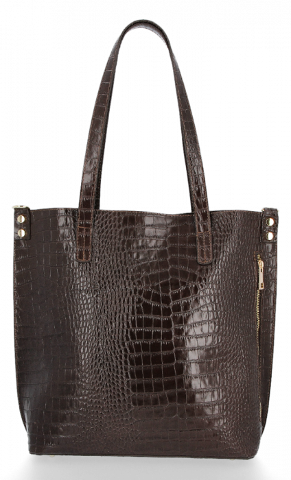 Bőr táska shopper bag Vittoria Gotti csokoládé VG803