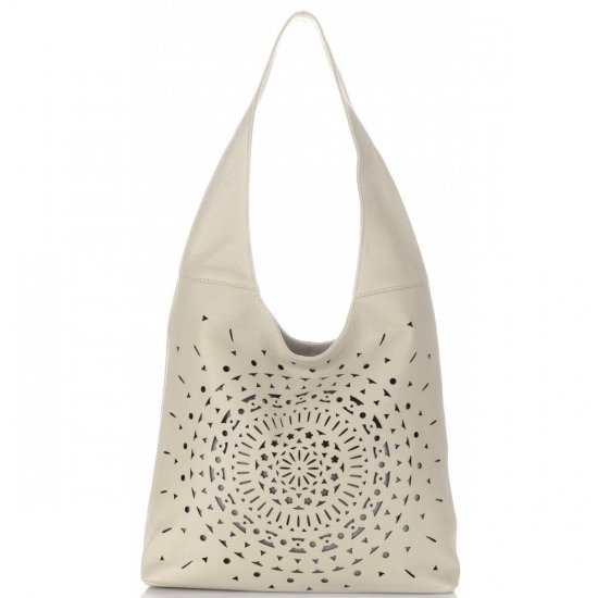 Bőr táska shopper bag Vittoria Gotti bézs V31