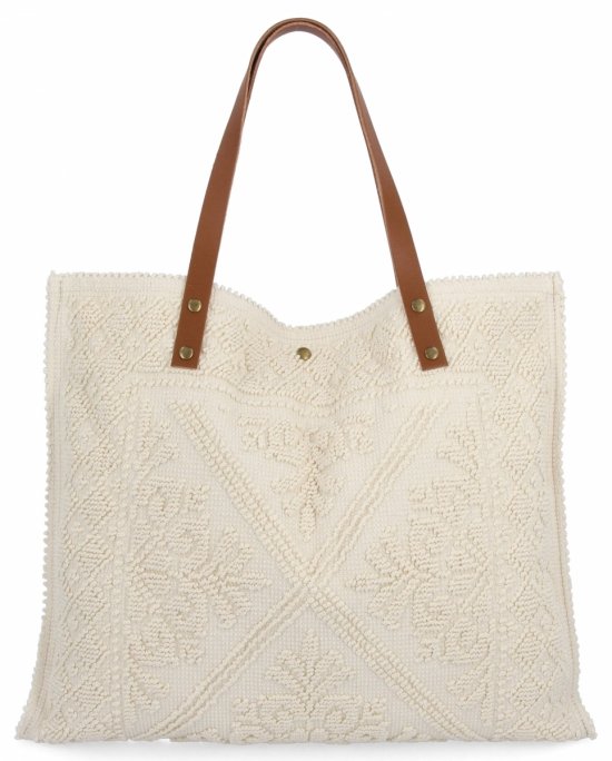 Olasz Shopper Táska Divatos Mintákkal 5887 Bézs