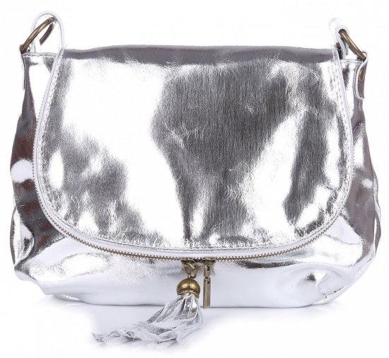 Bőr táska levéltáska Genuine Leather ezüst A3