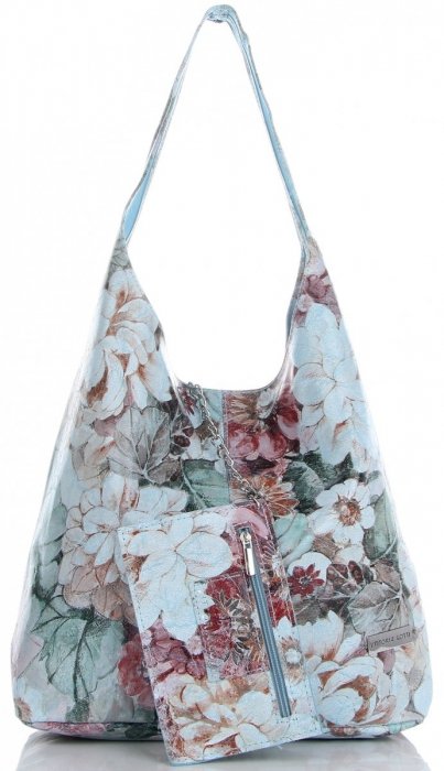 Bőr táska shopper bag Vittoria Gotti égszínkék VF9802