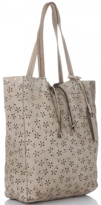 Bőr táska shopper bag Vittoria Gotti bézs VL299