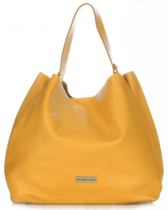 Bőr táska shopper bag Vittoria Gotti sárga V230