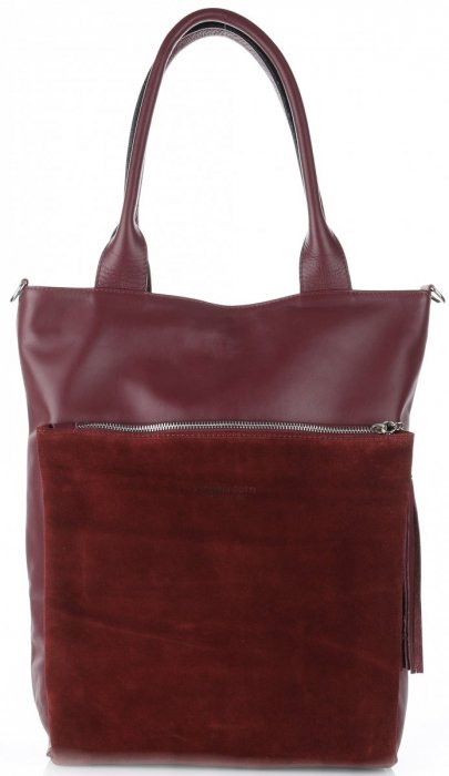 Bőr táska shopper bag Vittoria Gotti bordó V270