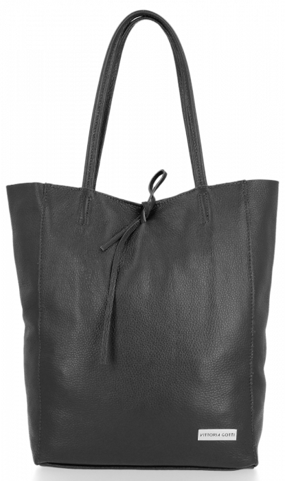 Bőr táska shopper bag Vittoria Gotti fekete V21E