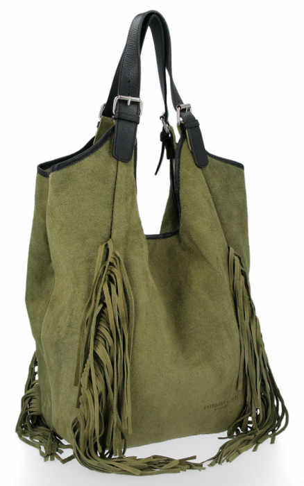 Bőr táska shopper bag Vittoria Gotti zöld B10