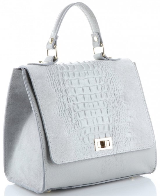 Bőr táska kuffer Genuine Leather világosszürke 295