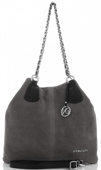 Bőr táska shopper bag Vittoria Gotti szürke V3081