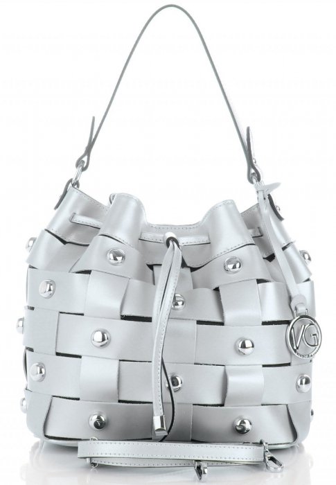 Bőr táska shopper bag Vittoria Gotti ezüst V5867