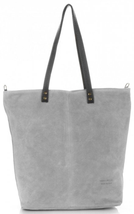 Bőr táska shopper bag Vera Pelle világosszürke 80041
