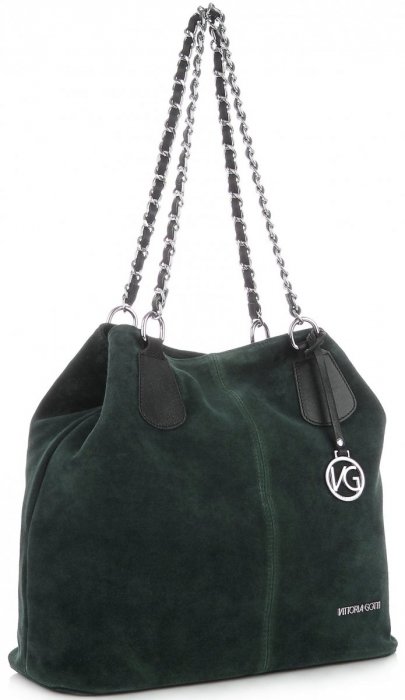 Bőr táska shopper bag Vittoria Gotti palackzöld V3081