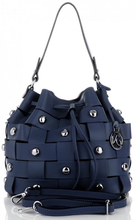 Bőr táska shopper bag Vittoria Gotti tengerkék V5867