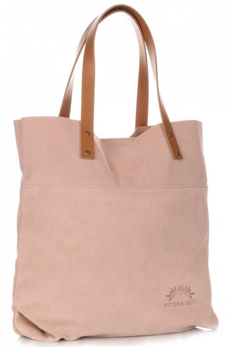 Bőr táska shopper bag Vittoria Gotti púderrózsaszín V8267