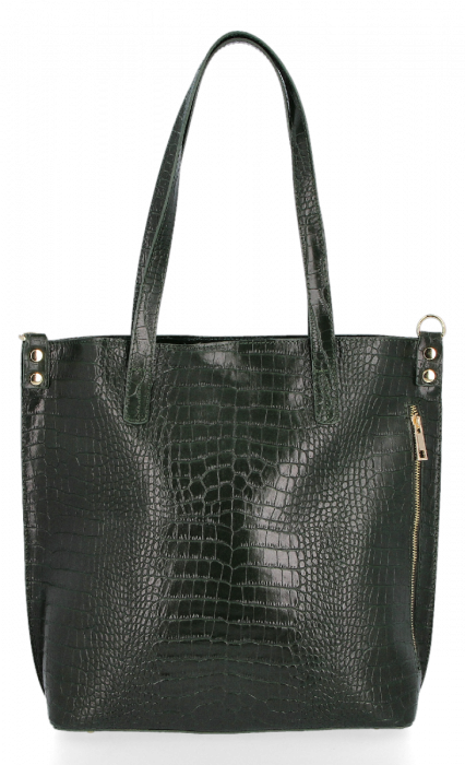 Bőr táska shopper bag Vittoria Gotti palackzöld VG803