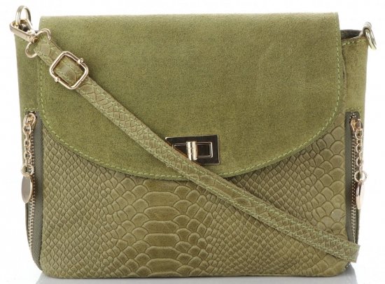 Bőr táska levéltáska Vittoria Gotti zöld V71013