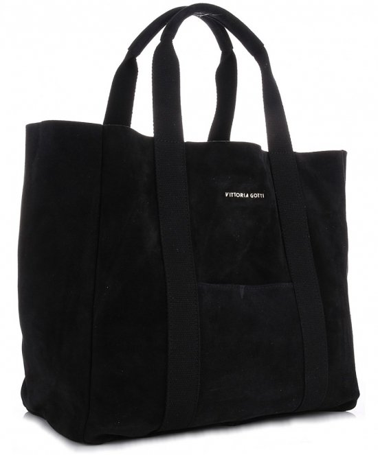Bőr táska shopper bag Vittoria Gotti fekete V8252