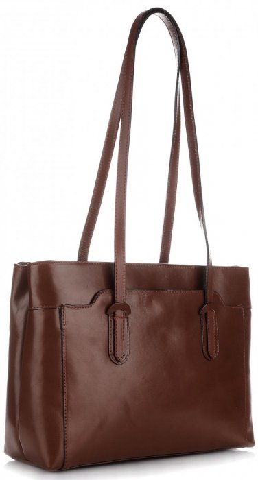 Klasyczna Torebka Skórzana z Długimi Rączkami Brązowa