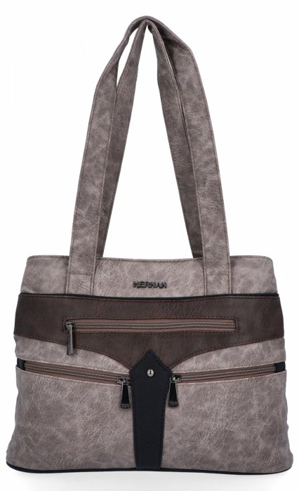 Torebka Damska Shopper Bag firmy Hernan 8006-1 Ziemista/Czekolada