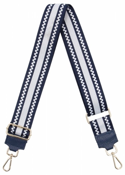 Modny Pasek Do Torebki Stripes Mix P0010 Granatowy/Biały