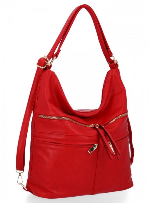 BEE BAG Uniwersalna Torebka Damska Lauren z funkcją plecaczka Czerwona