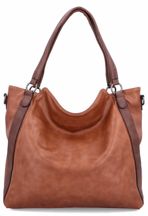 Torebka Damska Shopper Bag XL firmy Hernan HB0337 Ciemno Ruda