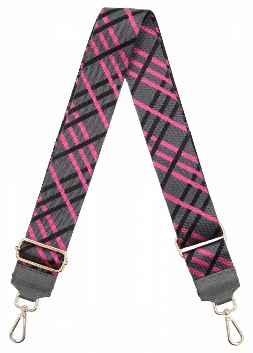 Modny Pasek Do Torebki H06 Szary/Fuksjowy