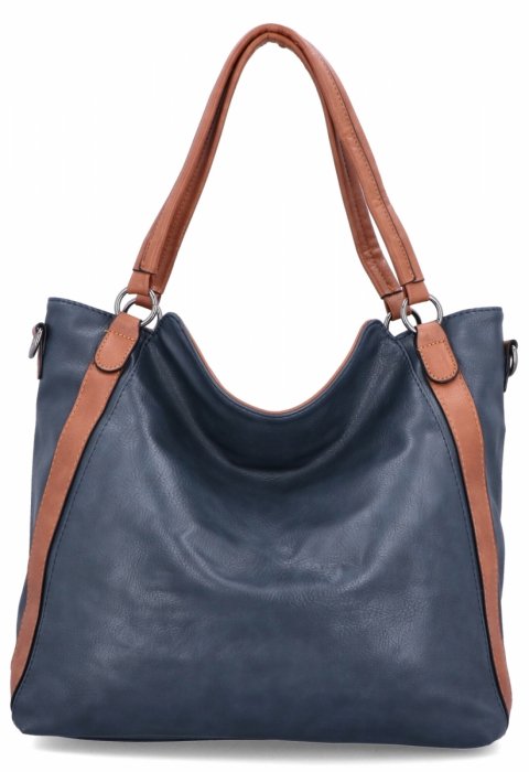 Torebka Damska Shopper Bag XL firmy Hernan HB0337 Granatowa/Ruda