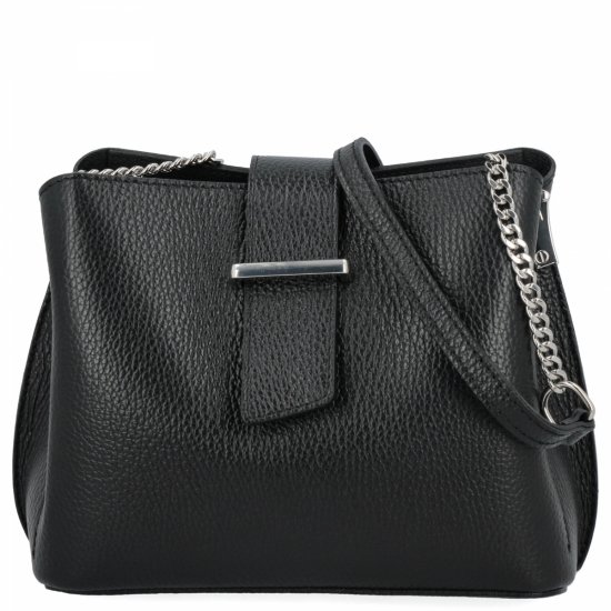 Elegancka Torebka Skórzana Listonoszka 3 Komory 671Czarna