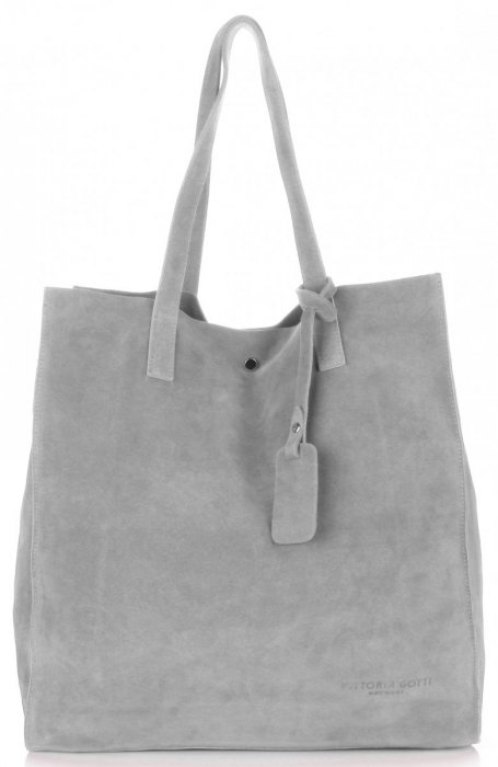 GEANȚĂ DIN PIELE shopper bag Vittoria Gotti gri deschis V205454