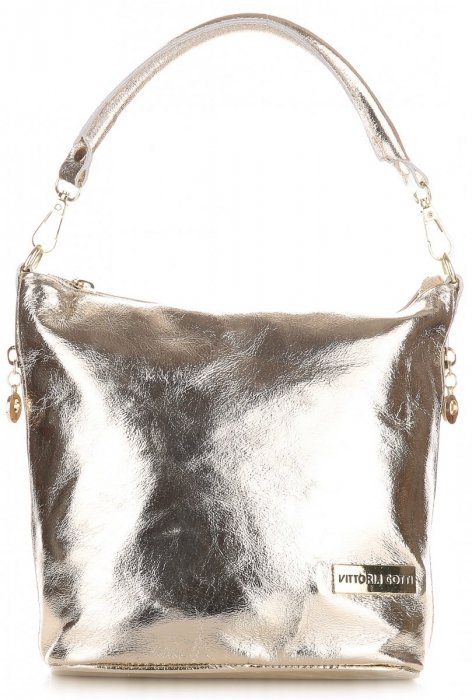 GEANȚĂ DIN PIELE tip poștaș Vittoria Gotti auriu V6