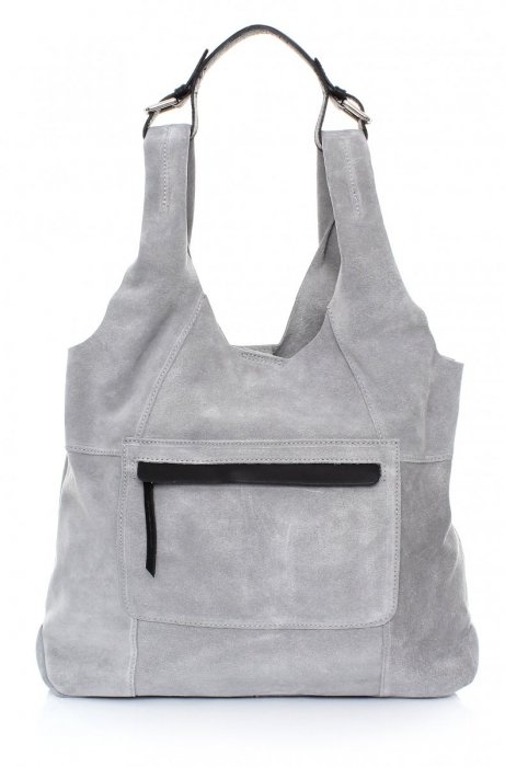 GEANȚĂ DIN PIELE shopper bag Genuine Leather gri 8023