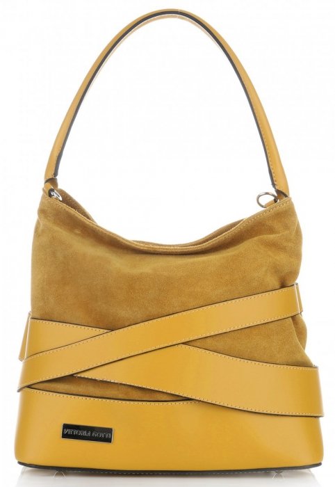 GEANȚĂ DIN PIELE universală Vittoria Gotti galben V26