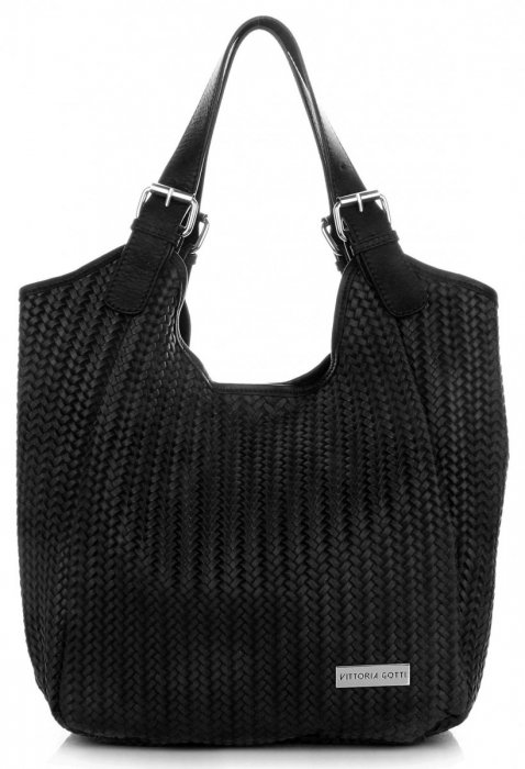 GEANȚĂ DIN PIELE shopper bag Vittoria Gotti negru V80050