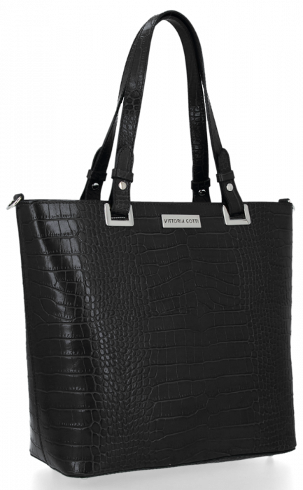 GEANȚĂ DIN PIELE clasică Vittoria Gotti negru V2395
