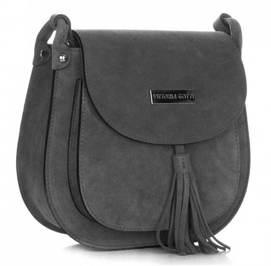 GEANȚĂ DIN PIELE tip poștaș Vittoria Gotti gri V1355