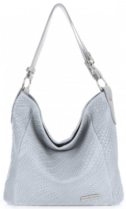 GEANȚĂ DIN PIELE shopper bag Vittoria Gotti gri deschis V2054