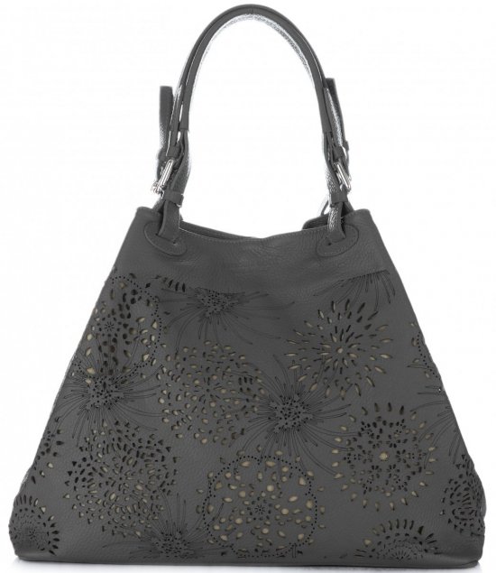 GEANȚĂ DIN PIELE shopper bag Vittoria Gotti grafit V8913