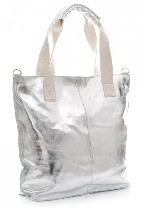 GEANȚĂ DIN PIELE shopper bag Vera Pelle argint 1356