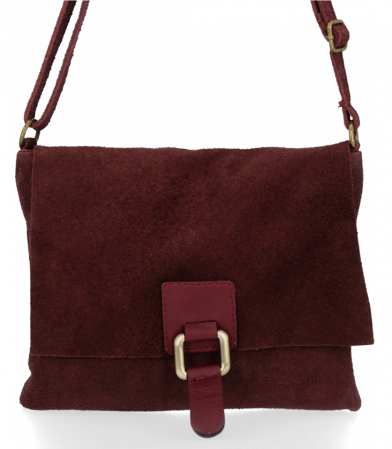 GEANȚĂ DIN PIELE tip poștaș Vittoria Gotti vișiniu V2376