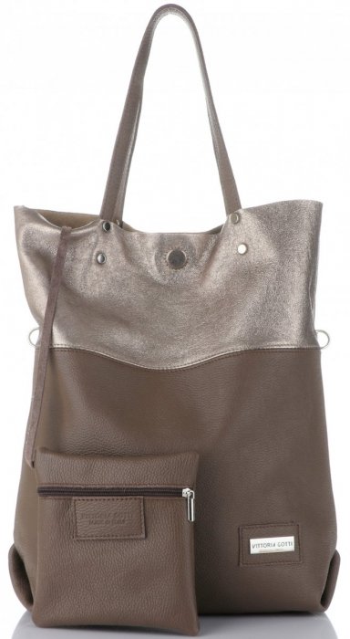 GEANȚĂ DIN PIELE shopper bag Vittoria Gotti maro pământiu V6538