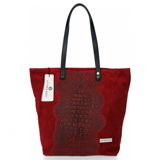 GEANȚĂ DIN PIELE shopper bag Vittoria Gotti vișiniu V2380