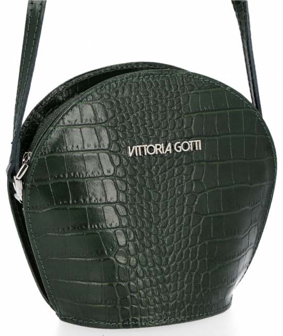 GEANȚĂ DIN PIELE tip poștaș Vittoria Gotti verde de sticlă VG806