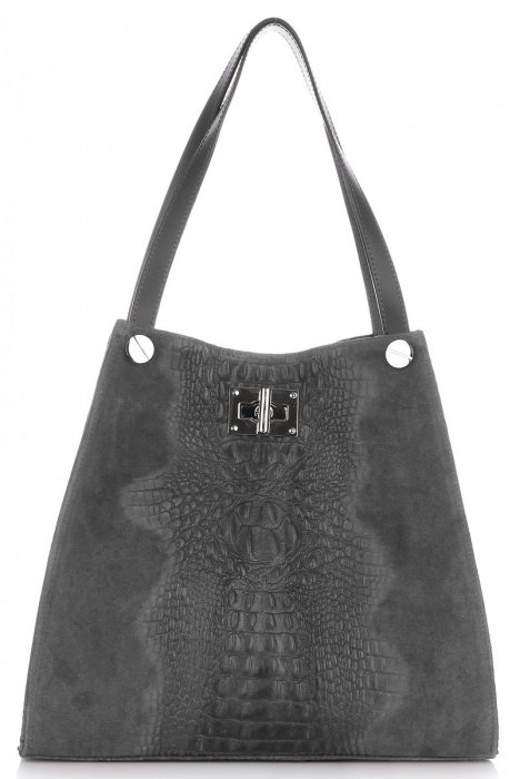 GEANȚĂ DIN PIELE shopper bag Vera Pelle gri 10477