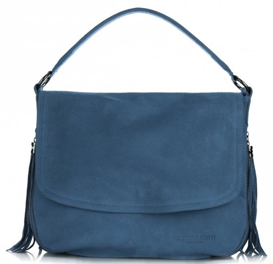 GEANȚĂ DIN PIELE tip poștaș Vittoria Gotti albastru V5022