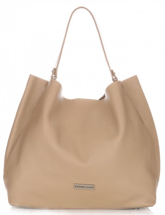 GEANȚĂ DIN PIELE shopper bag Vittoria Gotti bej închis V230