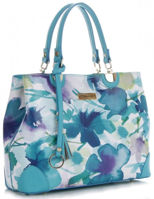 GEANȚĂ DIN PIELE cufăr Vittoria Gotti turcoaz V399