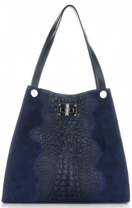 GEANȚĂ DIN PIELE shopper bag Vera Pelle bleumarin 10477