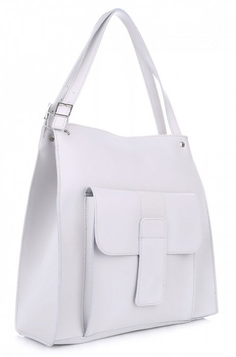 GEANȚĂ DIN PIELE shopper bag Vittoria Gotti gri deschis 8286