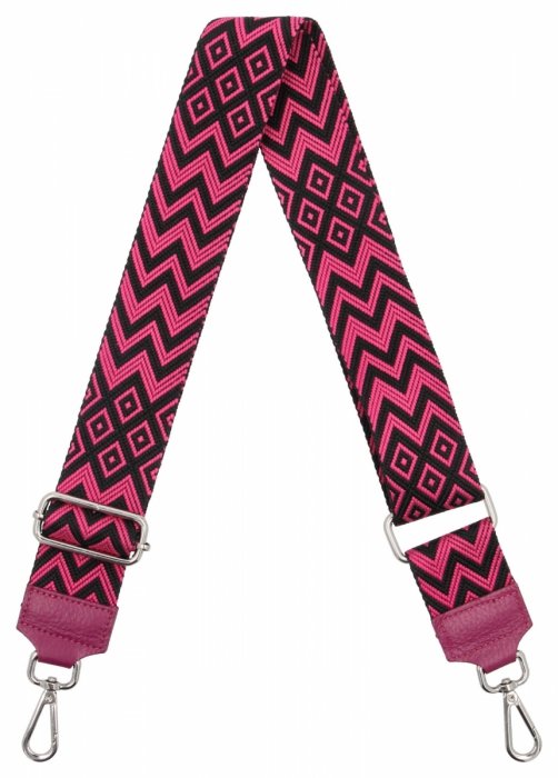 Curea la modă pentru geantă Stripes Mix P0010 fucsia/Negru